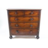 A Victorian mahogany chest of two short and three long drawers, 118cm high x 120.5cm wide x 54.