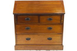 An Edwardian mahogany bureau with satinwood stringing,