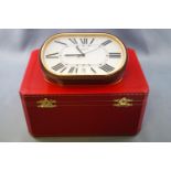 A Le Must de Cartier composition Quartz battery driven Concourse desk clock with white Roman dial