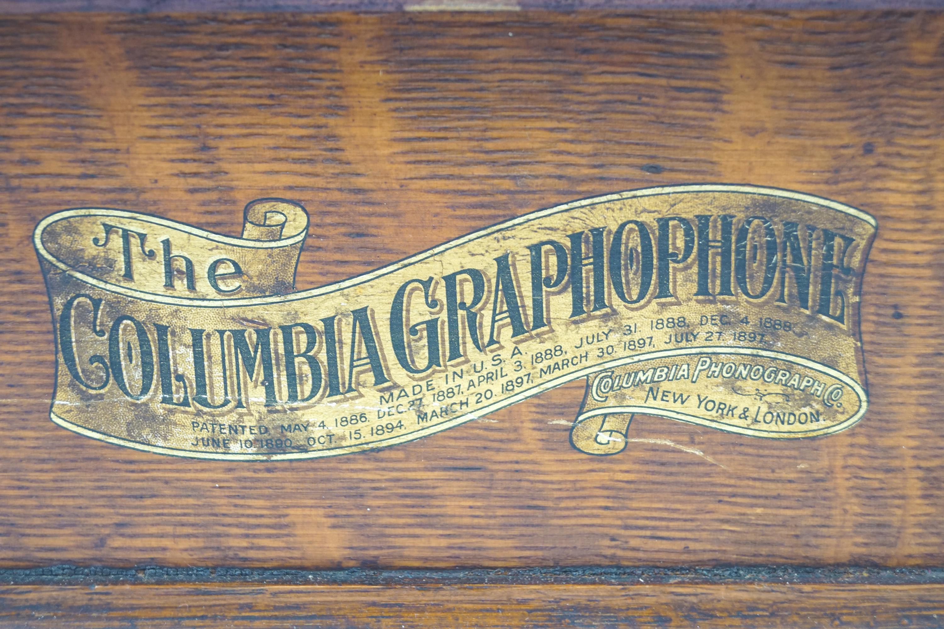 An oak cased Columbia Cylinder gramophone, patented May the 4th 1886, - Image 3 of 14