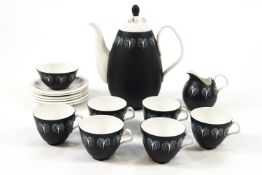 A Foley china 'Domino' six piece coffee set, designed by Hazel Thumpston, comprising a coffee pot,