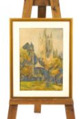 S J Toby Nash, Canterbury Cathedral, watercolour, signed lower right,