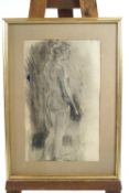 A Menzel, Life study, pencil and charcoal drawing, signed lower right,