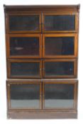 A mahogany and satinwood strung Globe Wernicke style four tier bookcase,