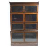 A mahogany and satinwood strung Globe Wernicke style four tier bookcase,