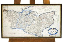 Robert Morden, Map of Kent, hand coloured copper line engraving,