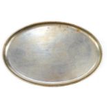 An oval Keswick metalware tray, stamped Firth Staybrite Keswick, with the KSIA rebus,