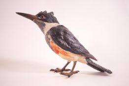 A cold painted bronze model of a woodpecker,