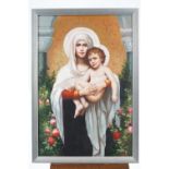 Wendyee, Madonna and Child, oil on board, signed lower right,