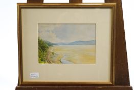 Edward Dowden, Estuary scene, watercolour, label titled verso,