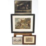 A small collection of 20th century prints (4), Morland after Smith, The Horse Feeder, mezzotint,