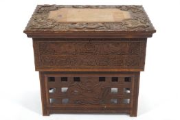 A Chinese camphor wood folding stand chest (50 x 35 x 43cm),