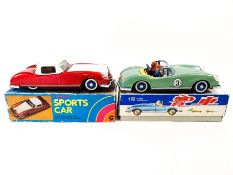 Three boxed Chinese tin plate toy cars, the ME630 Photoing on Car, 13cm high x 30cm long,