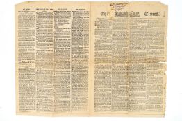 A copy of The Times newspaper, reporting on the death of Nelson in 1805,