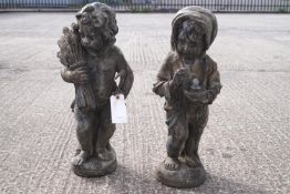 A pair of 19th century lead figurines of Autumn and Winter,