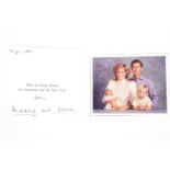 A Prince Charles and Diana signed 1984 Christmas card, containing a photograph