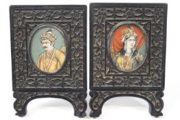 A pair of early 20th century Indian Mughal Ivory miniatures