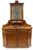 A Victorian pitch pine corner dressing table by Howard and Sons,