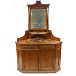 A Victorian pitch pine corner dressing table by Howard and Sons,