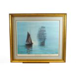 Montague Dawson, Night Masts, print, signed in pencil lower right,