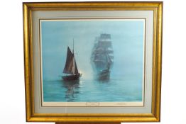 Montague Dawson, Night Masts, print, signed in pencil lower right,