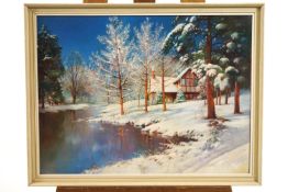 Vestey Rich, Snowscape, oil on canvas, signed lower right,