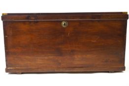 A large mahogany box with brass corners and carrying handles, height 63cm, width 125cm,
