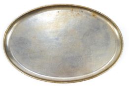 An oval Keswick metalware tray, stamped Firth Staybrite Keswick, with the KSIA rebus,