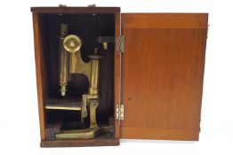 A brass platform microscope by W Watson & Sons Ltd, 815 High Holborn, London, No 17667,