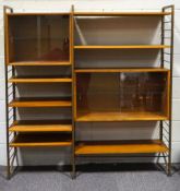 A Ladderax modular wall unit, comprising three metal supporting uprights (162cm high),