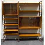 A Ladderax modular wall unit, comprising three metal supporting uprights (162cm high),