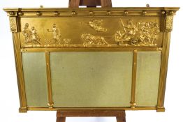 A gilt triple-plate Regency over-mantel mirror,