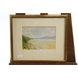 Edward Dowden, Estuary scene, watercolour, label titled verso,