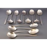 A contrived Art Deco' Old English' style silver flatware service, comprising eighteen forks,