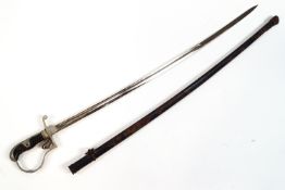 A Second World War Third Reich non-commissioned officer's sabre and scabbard with nickel pommel,