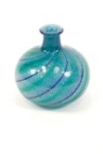 A blue Norwegian art glass vase, by Willy Johansson for Hadeland, signed Hadeland WJ to base.