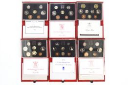 Six Royal Mail Deluxe Proof coin sets, 1985 to 1990 inclusive,