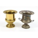 Two metal Campana urn shaped champagne buckets,