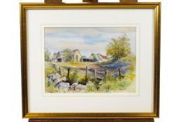 John Grant, Dorset Barns, watercolour, signed lower right,