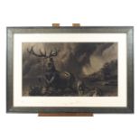 G T Gifford, Stag and Wolves, pastel, signed and dated 1870 lower right,