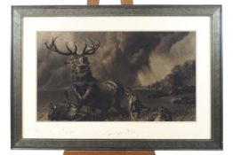 G T Gifford, Stag and Wolves, pastel, signed and dated 1870 lower right,