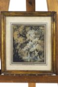 French School, late 18th century, Study of trees, monochrome watercolour, heightened in white,