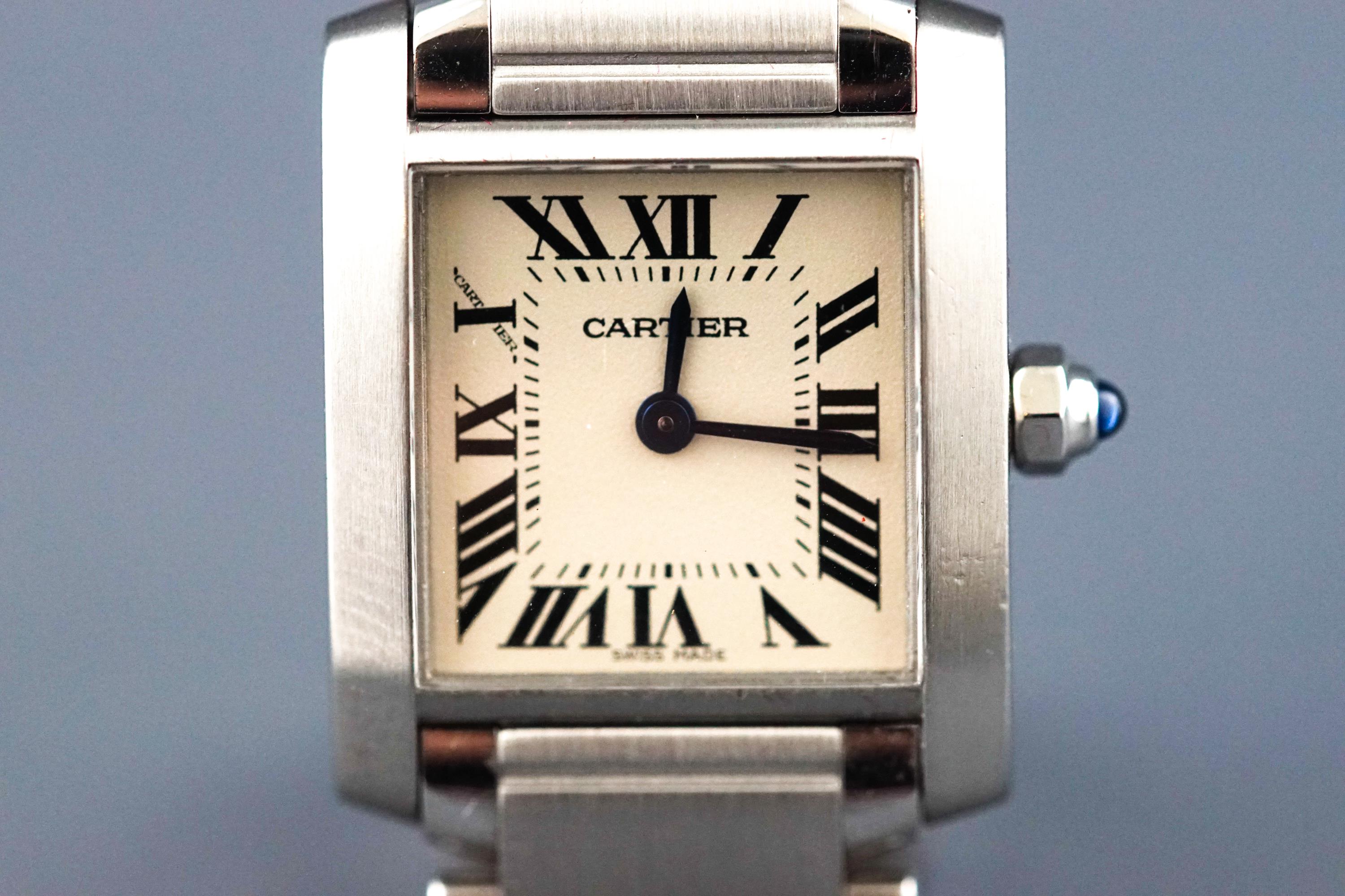 A stainless steel Cartier Tank Francaise small model watch.