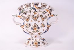 An early 20th century Delft two handled tulip vase,