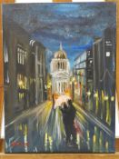 Marian Martin, (British Contemporary) 'Midnight Walk at St Pauls' 2012, acrylic,