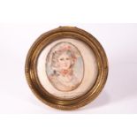 An oval portrait miniature on silk of Isabella Anne Seymour-Conway,