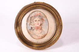 An oval portrait miniature on silk of Isabella Anne Seymour-Conway,