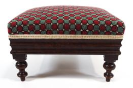 A 19th century mahogany square foot stool,
