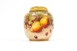 A Royal Worcester painted fruit ginger jar and cover