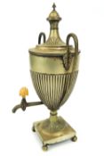 A 19th century samovar, shaped like a classical urn, formerly silver plated,